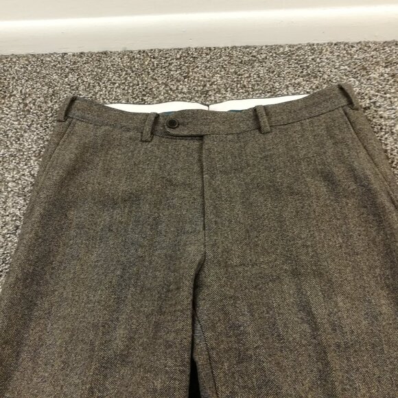 SuitSupply Dress Pants Flannel Wool Herringbone Taupe 32x29 *Flaw